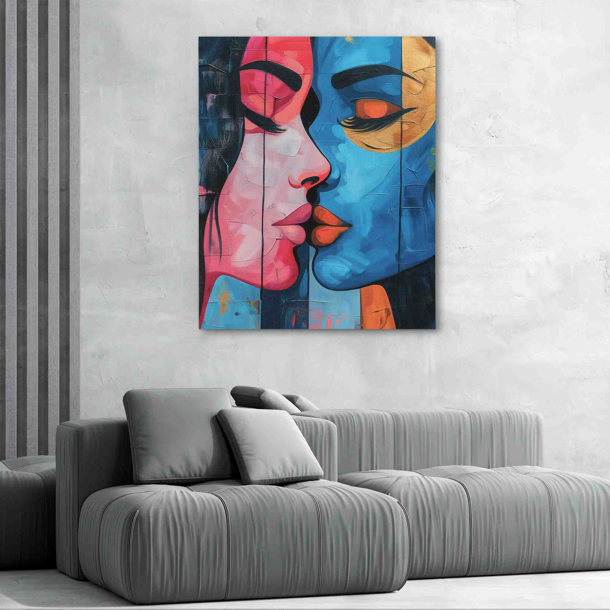 Inclusive Love - Kissing Wall Art in Black Frame