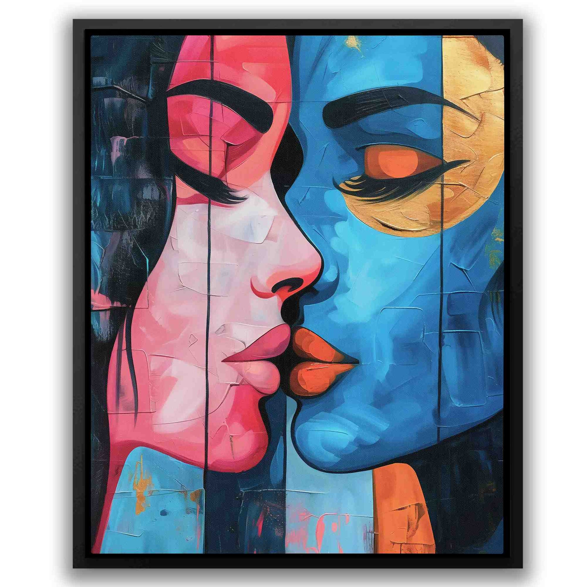 Inclusive Love - Blue Kissing Canvas Print