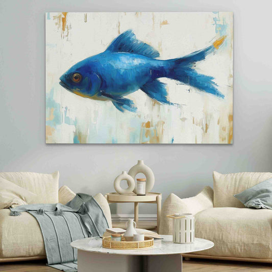 Indigo Fish - Wall Art in Black Frame