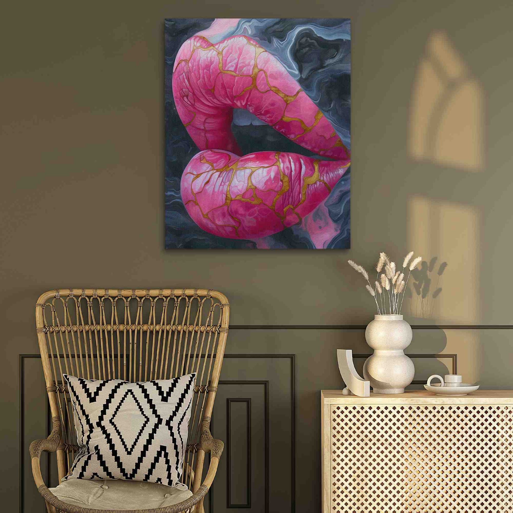Injected Lips - Black Lips Canvas Print