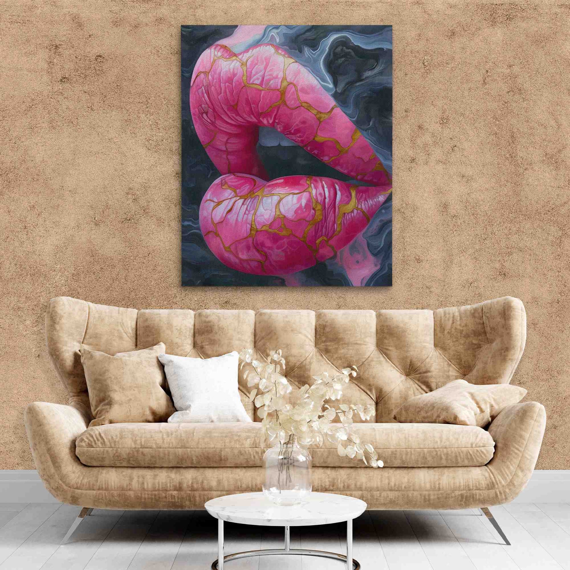 Injected Lips - Black Wall Art
