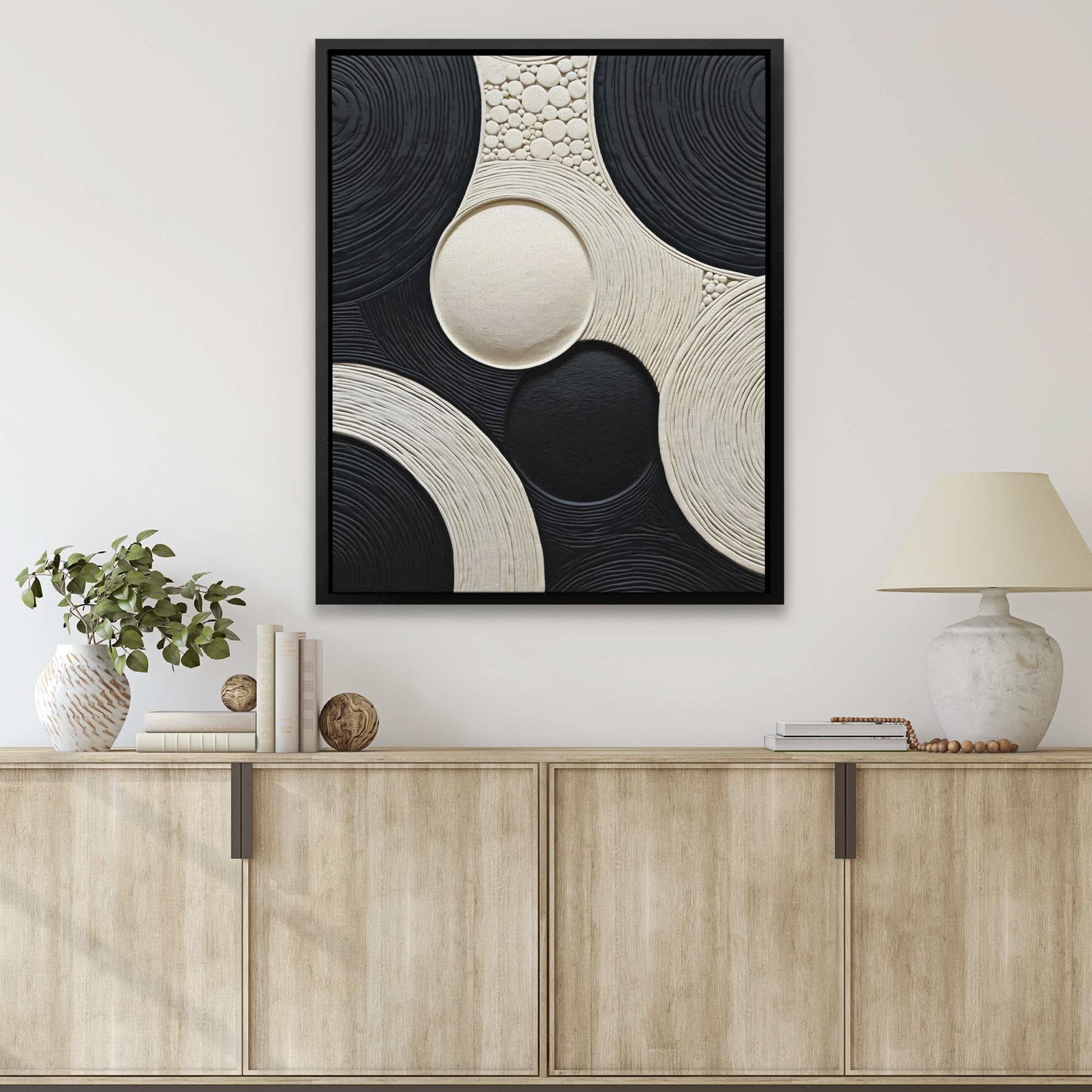 Ink Illusion - Monochromatic Wall Art in Black Frame