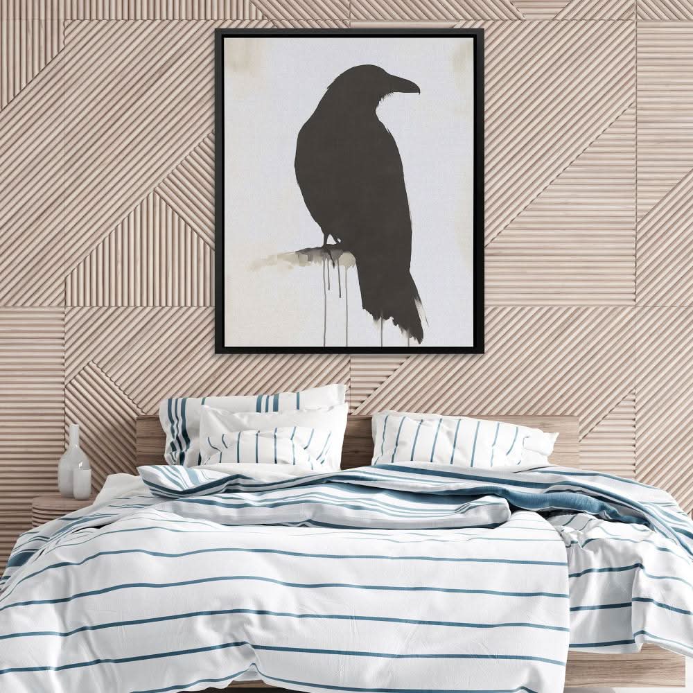 Ink Silhouette Raven - Bird Canvas Print
