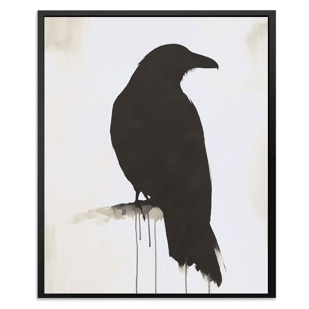 Ink Silhouette Raven - Animals Canvas Wall Art
