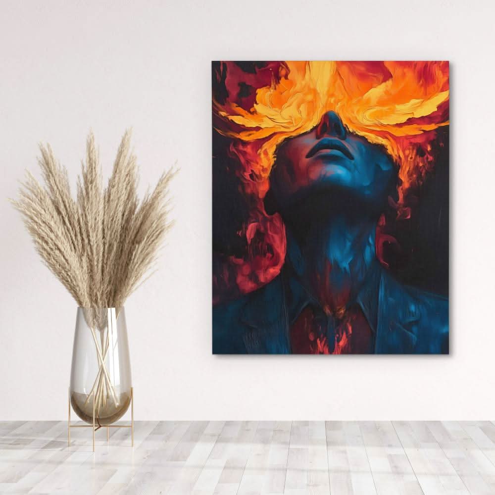 Inner Firestorm - Abstract Wall Art in Black Frame