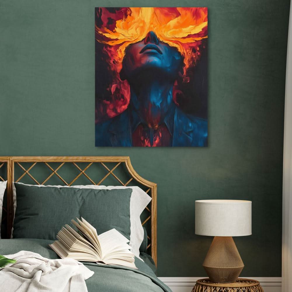 Inner Firestorm - Fire Wall Art in Black Frame