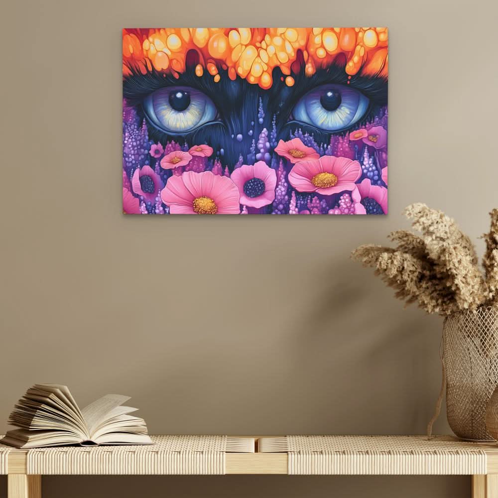 Innocent Eyes - Floral Wall Art in Black Frame