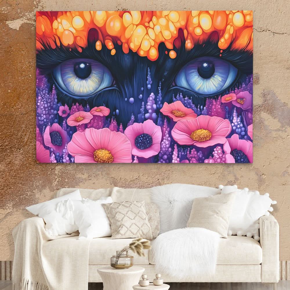 Innocent Eyes - Maximalist Orange Canvas Wall Art