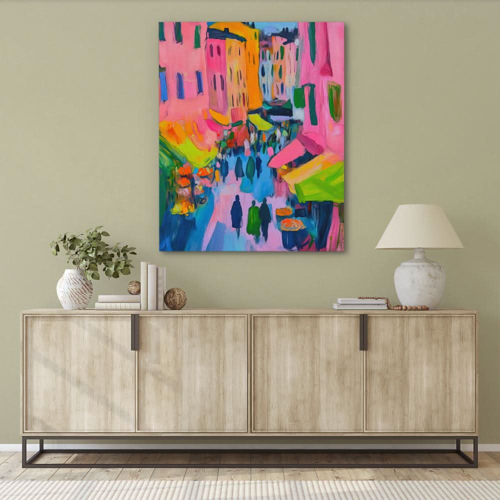 Italian Market - Cityscapes Wall Art in Black Frame