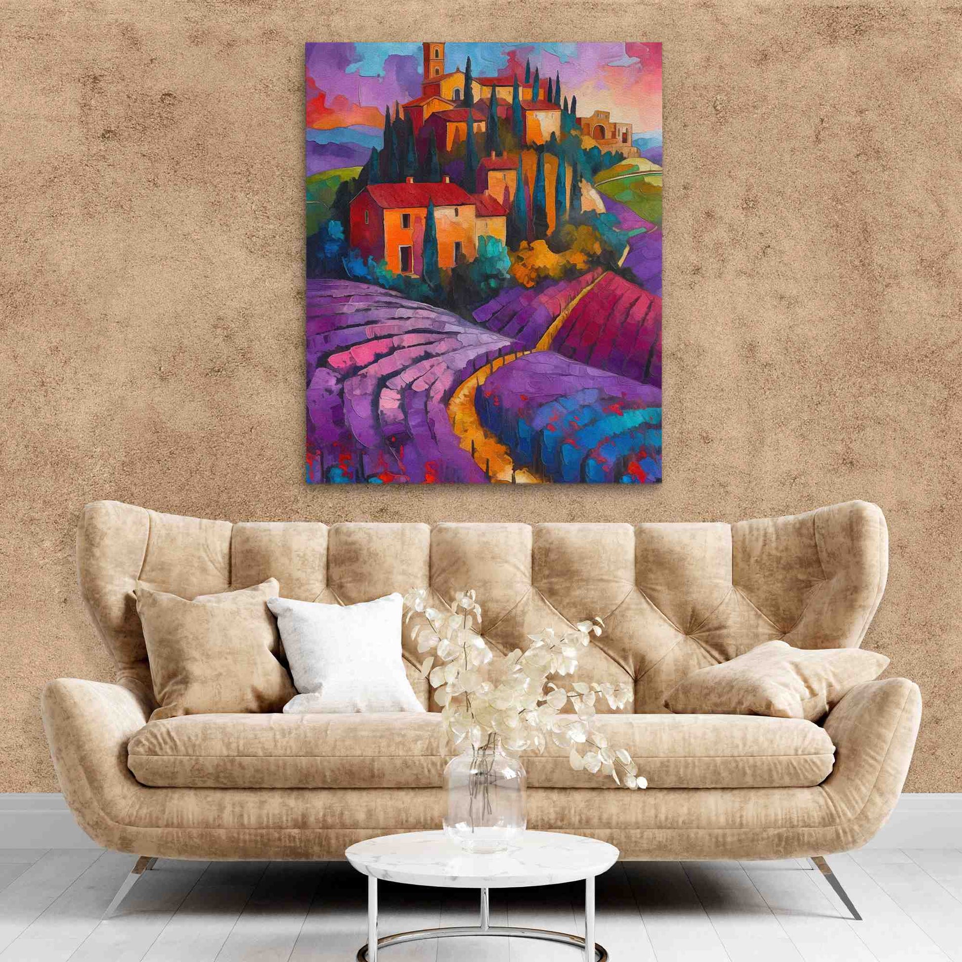 Italian Vineyard - Purple Landscapes Canvas Print