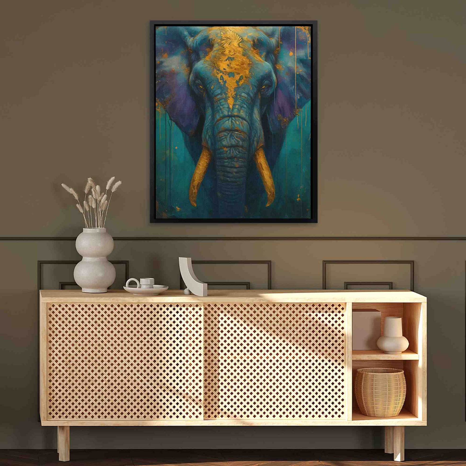 Ivory Sentinel - Animals Wall Art in Black Frame