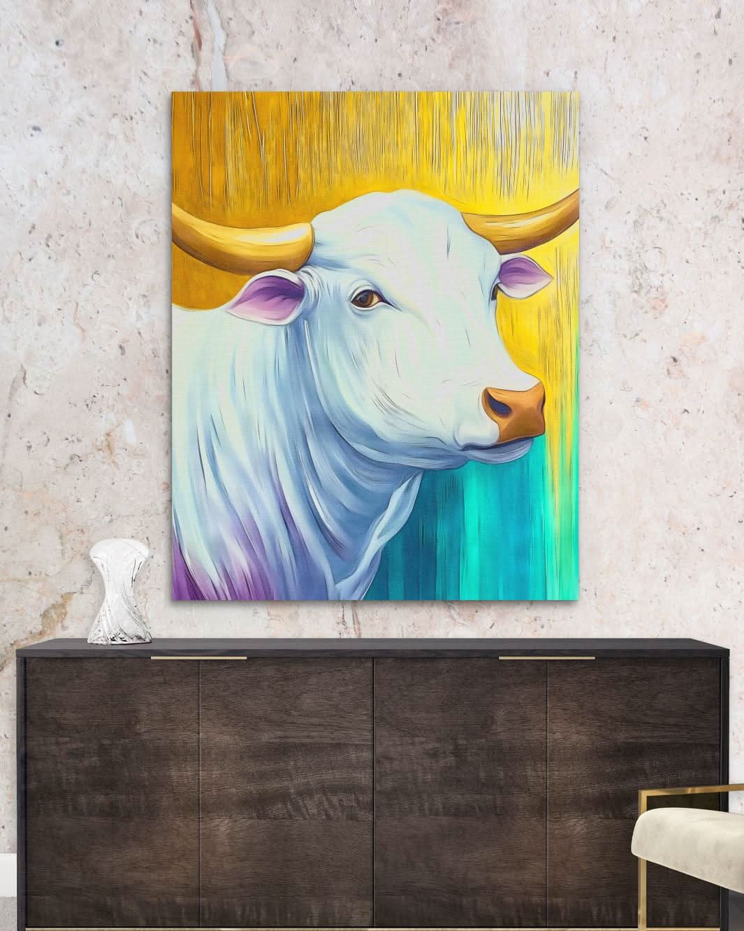Ivory Serenity - Modern Wall Art in Black Frame