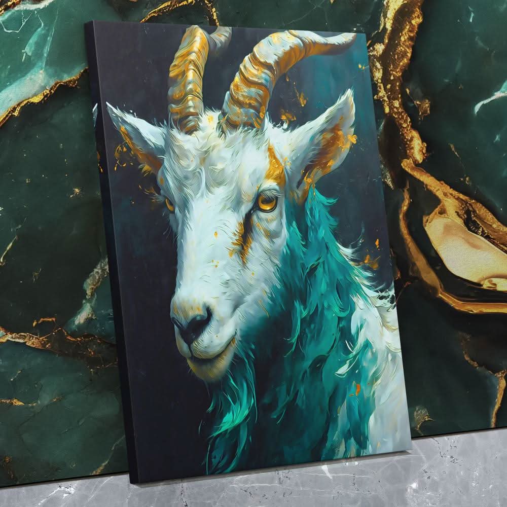 Jade Billy Goat - Gold Canvas Wall Art