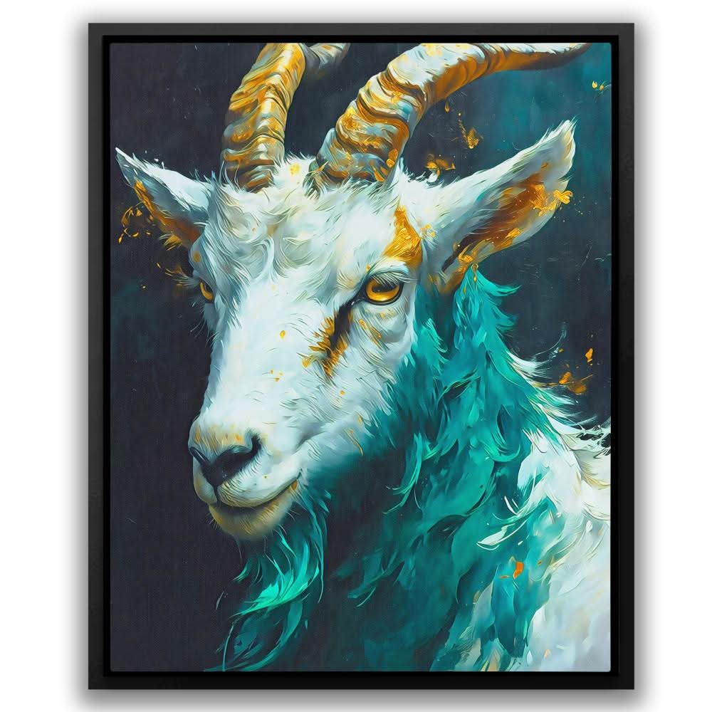 Jade Billy Goat - Goat Wall Art in Black Frame