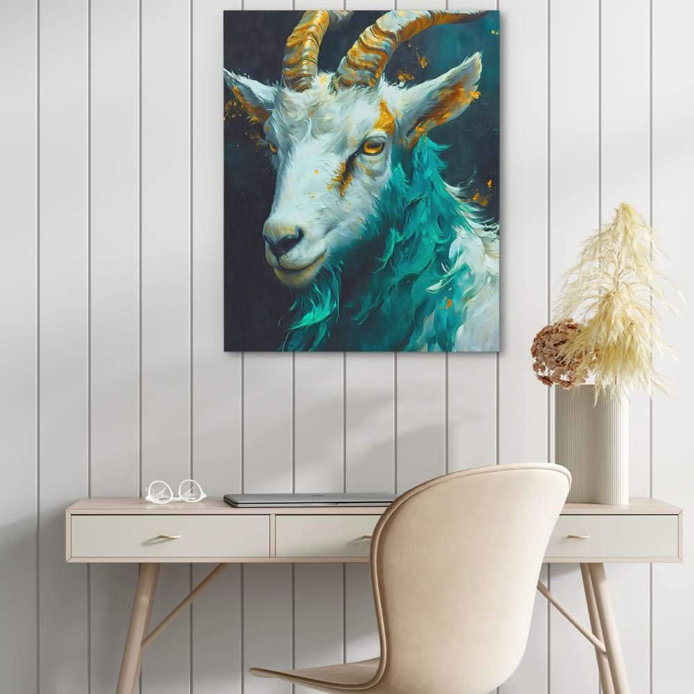 Jade Billy Goat - Gold Goat Canvas Print