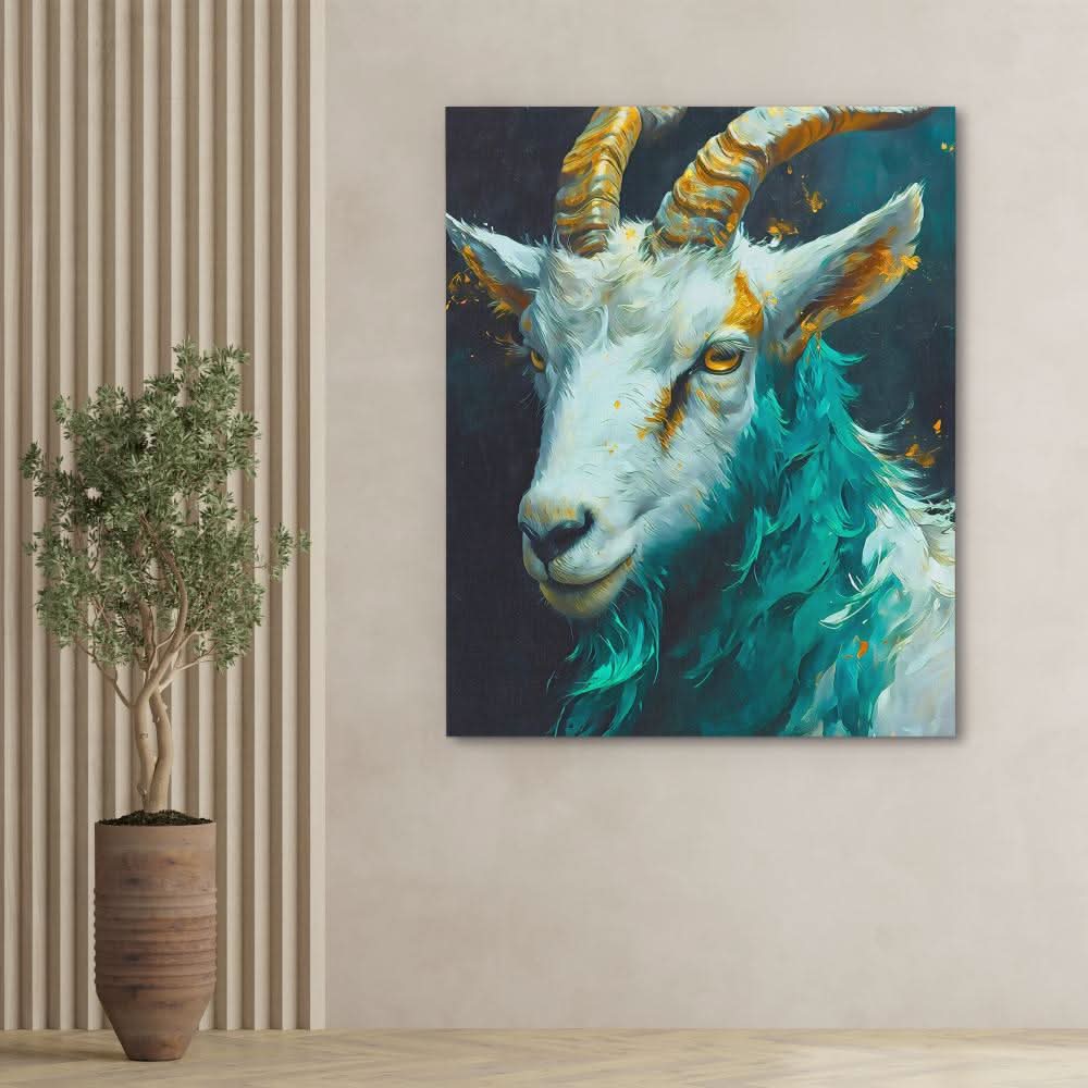 Jade Billy Goat - Wall Art in Black Frame