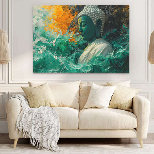 Jade Buddha Statue - Wall Art in Black Frame