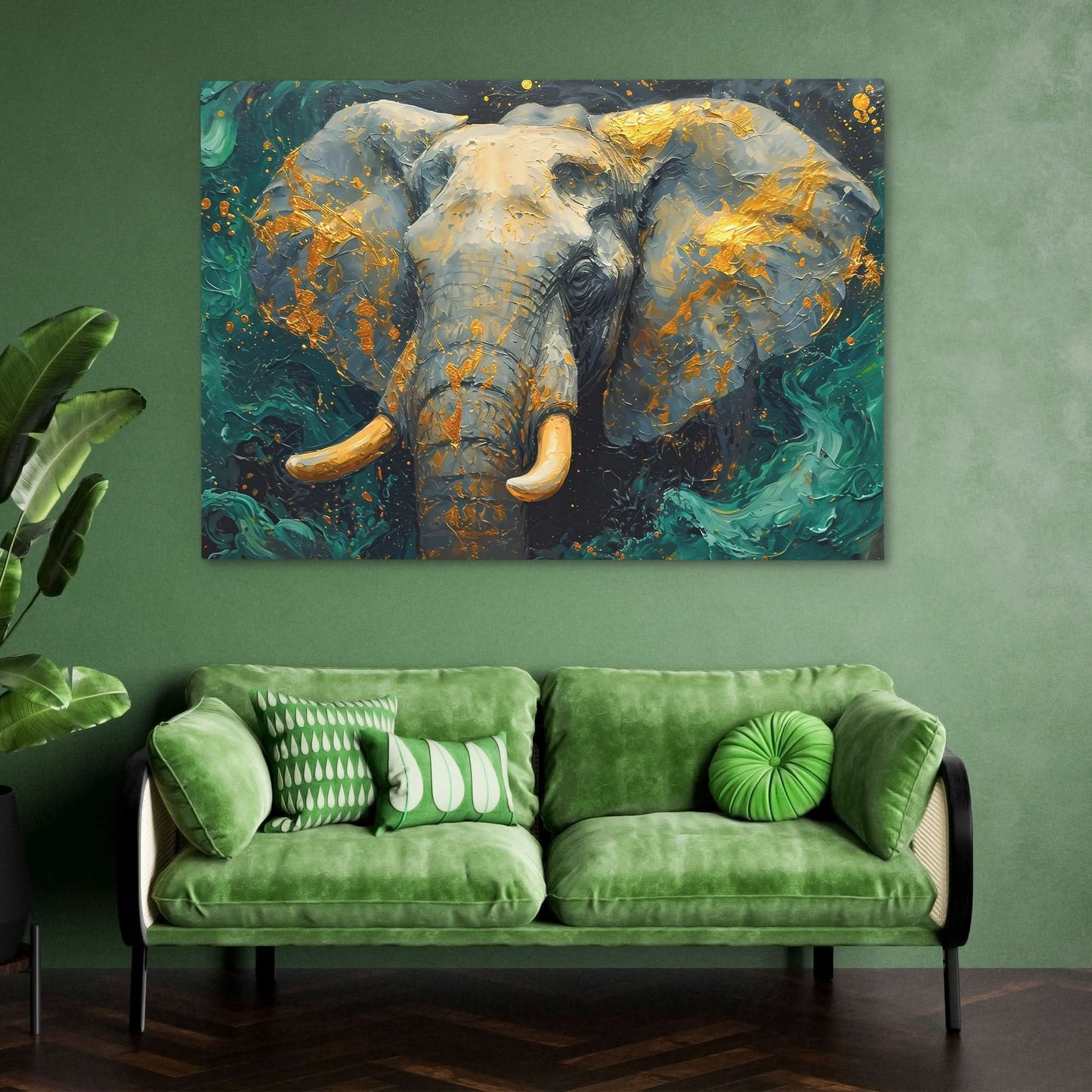 Jade Elephant Tusks - Animals Wall Art in Black Frame
