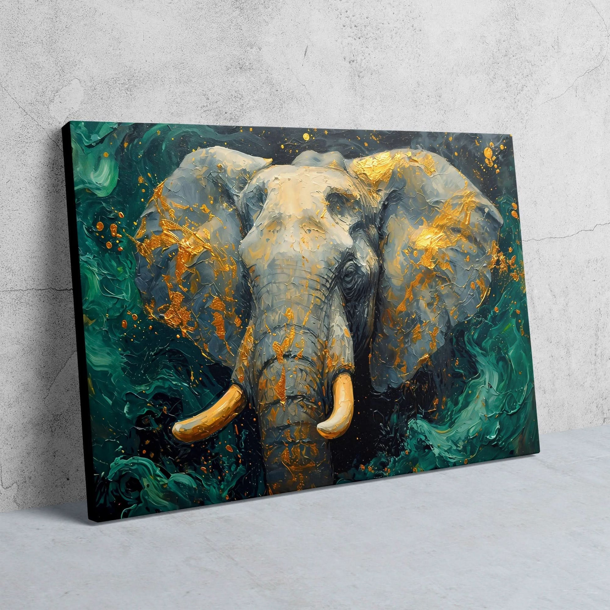 Jade Elephant Tusks - Gold Animals Canvas Print