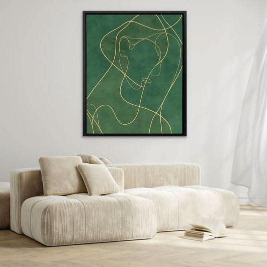 Jade Oasis - Abstract Wall Art in Black Frame