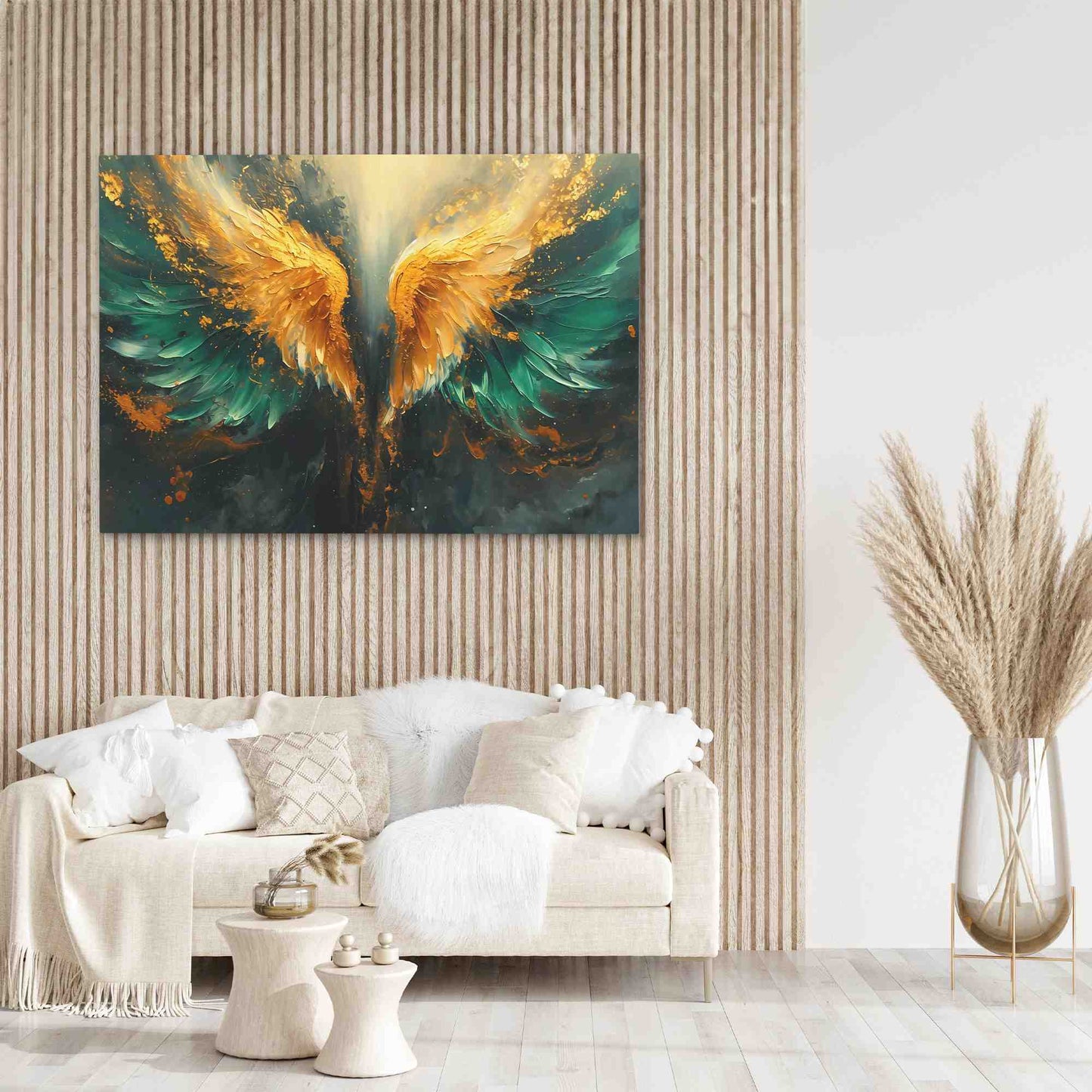 Jade Wings - Abstract Wall Art in Black Frame