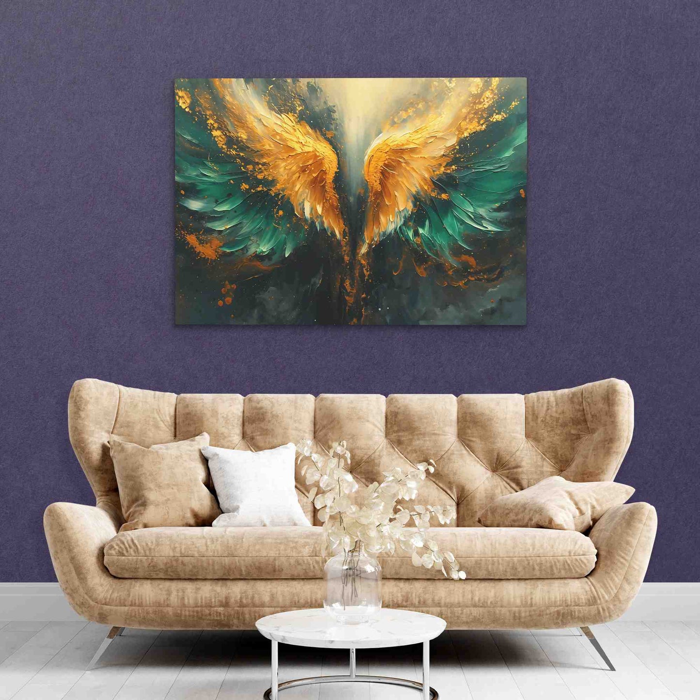 Jade Wings - Emerald Wall Art in Black Frame