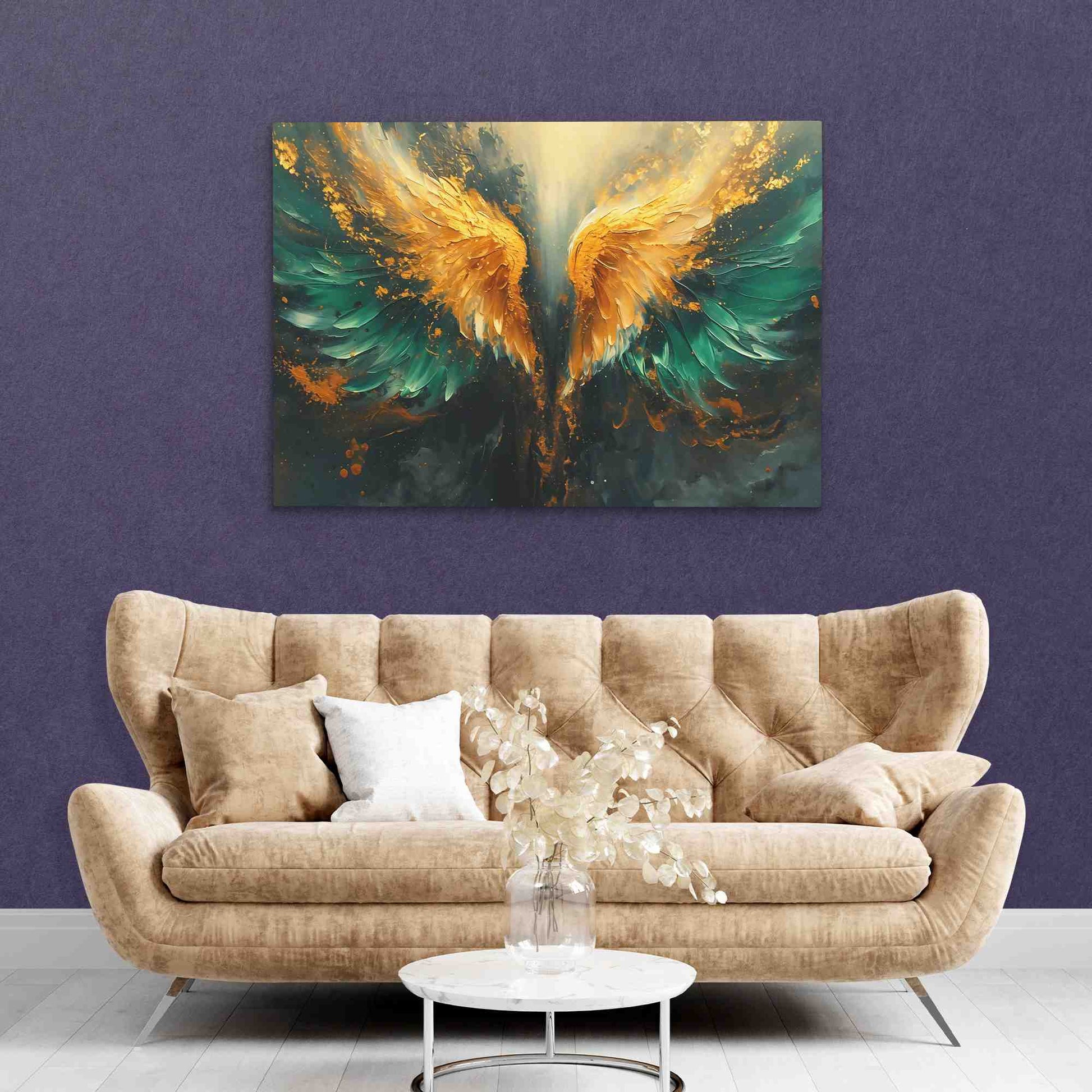 Jade Wings - Emerald Wall Art in Black Frame