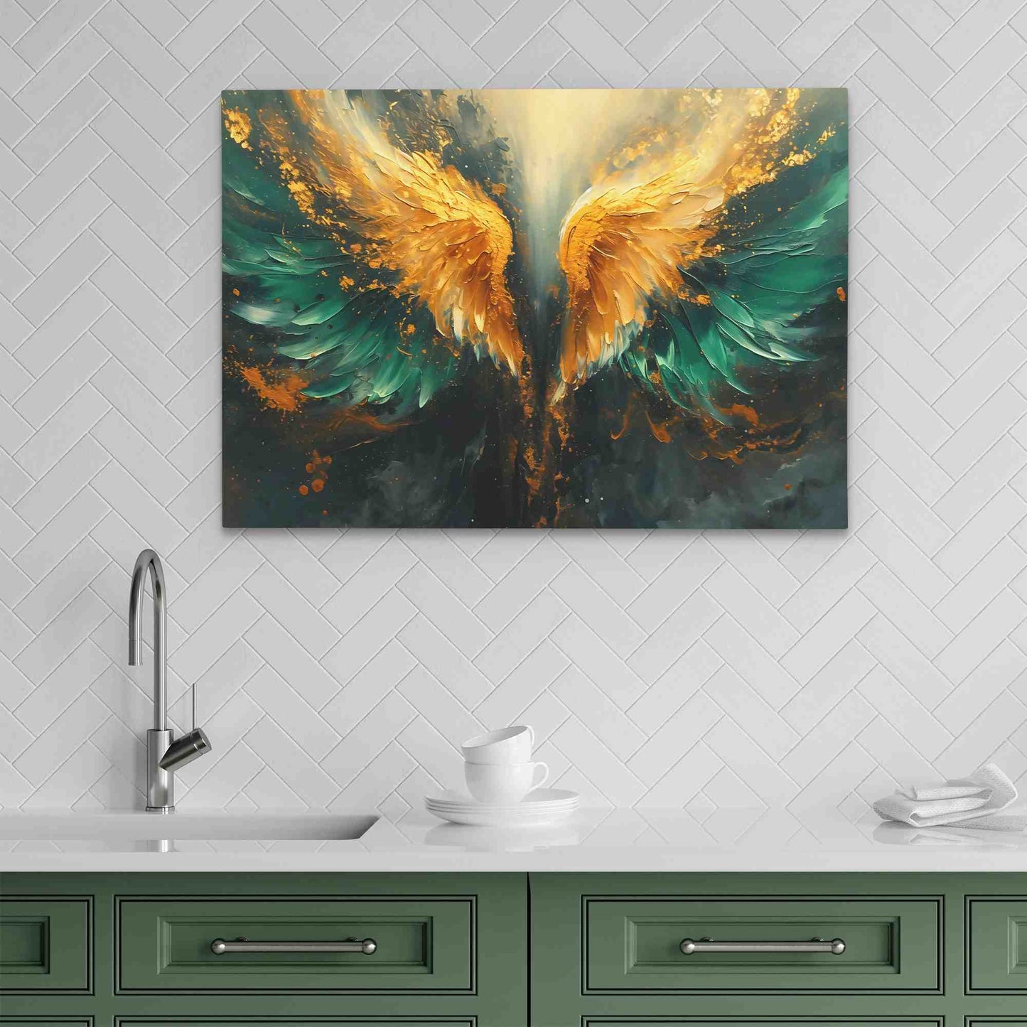 Jade Wings - Angelic Art for Living Room