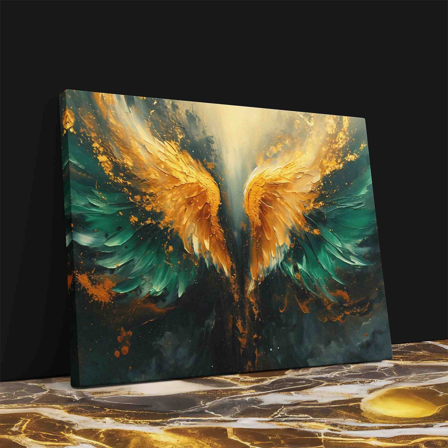 Jade Wings - Gold Emerald Canvas Print