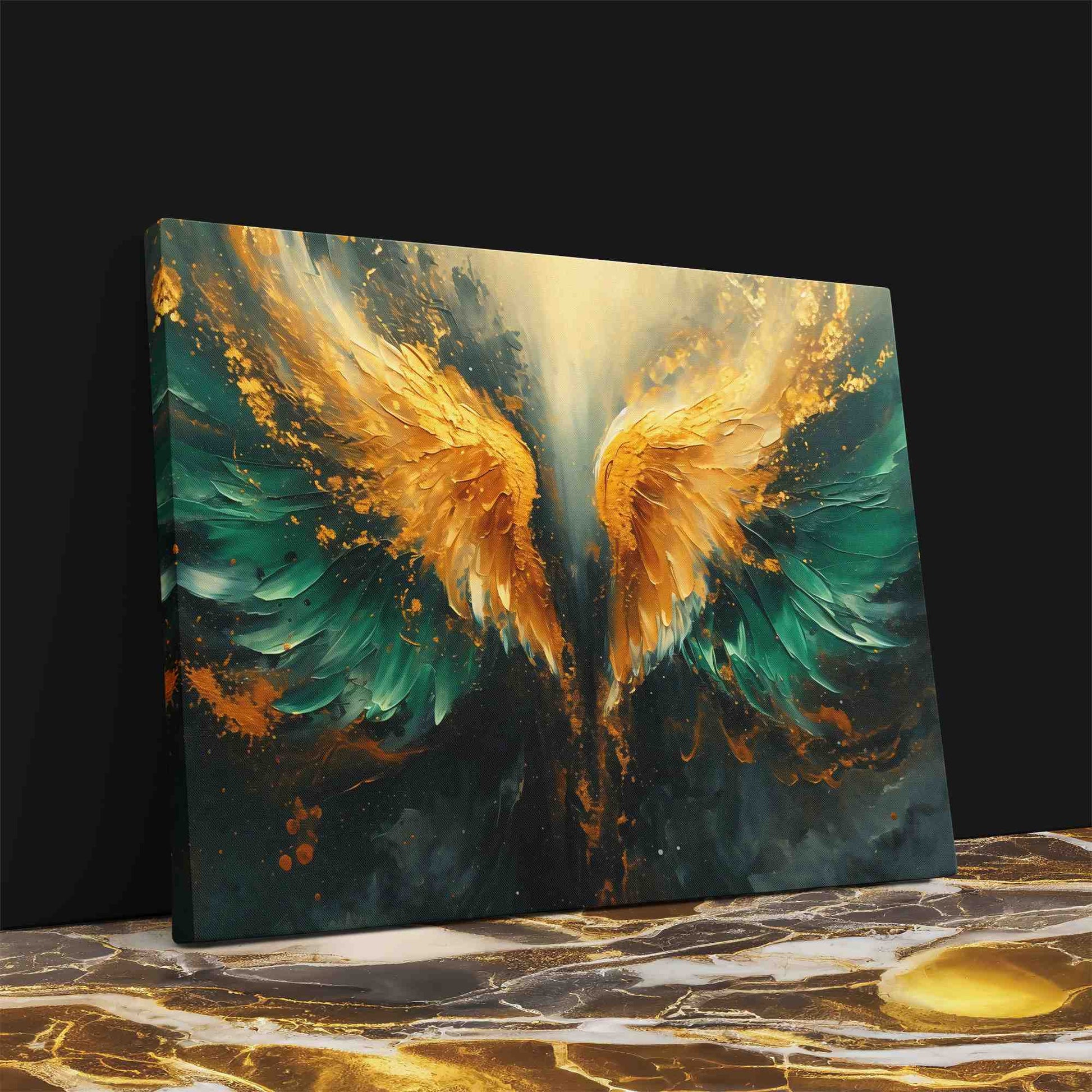 Jade Wings - Gold Emerald Canvas Print