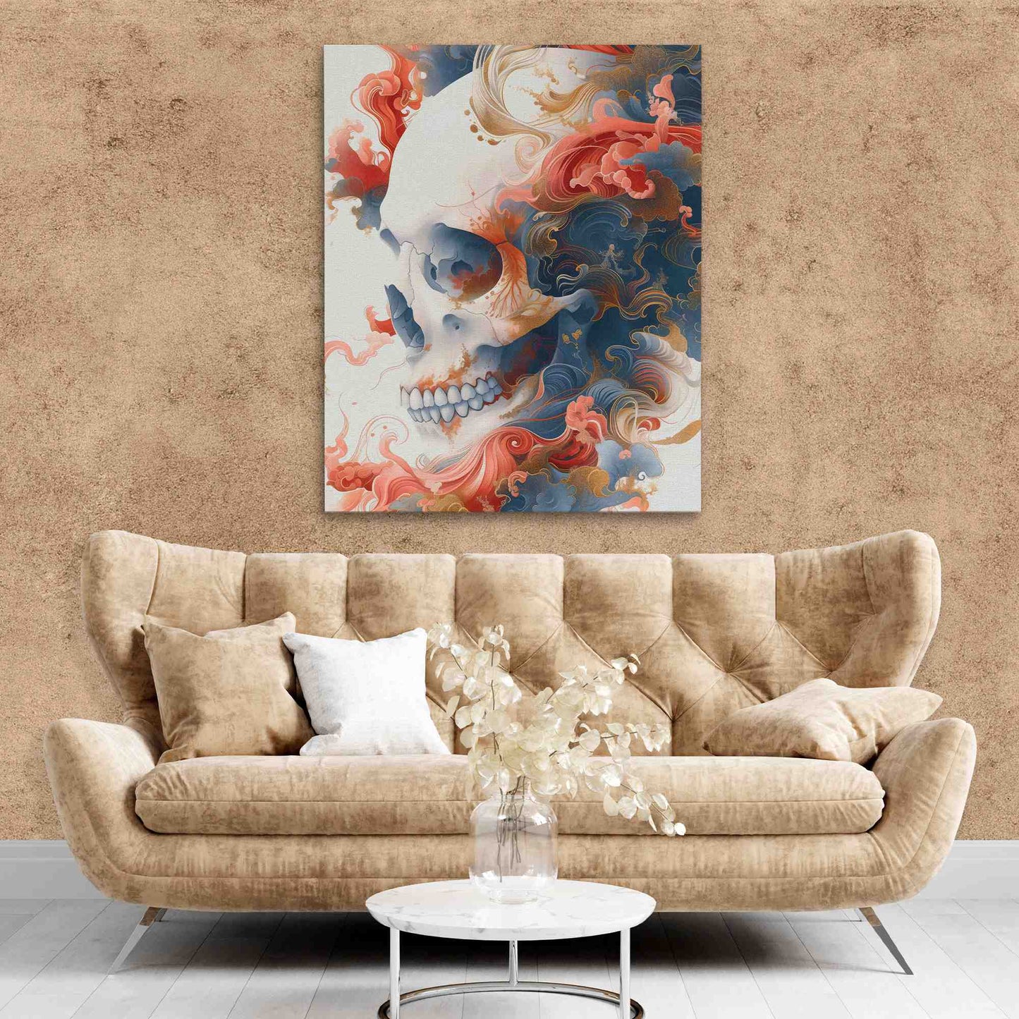 Japanese Style Skull - Canvas Print