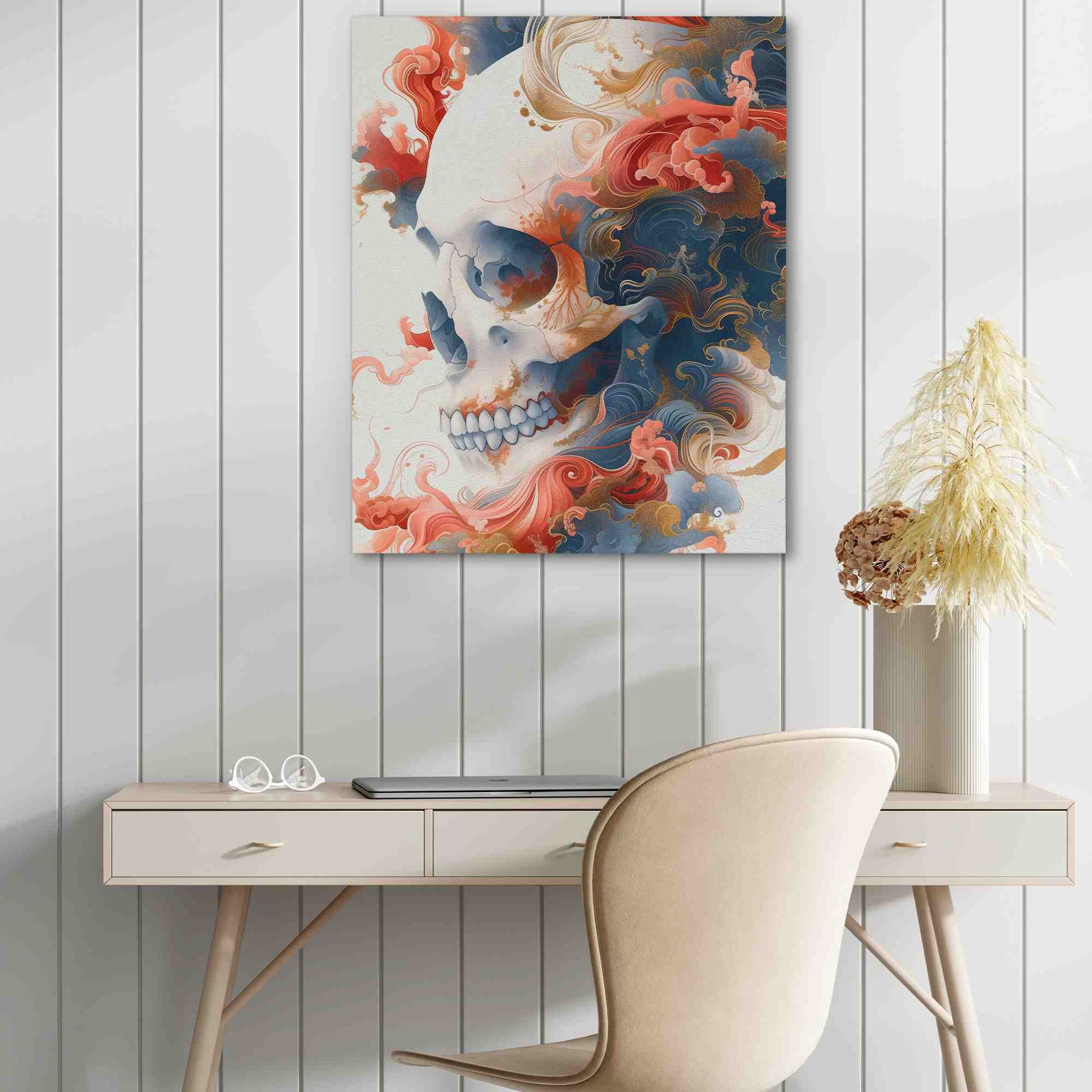 Japanese Style Skull - Canvas Wall Art