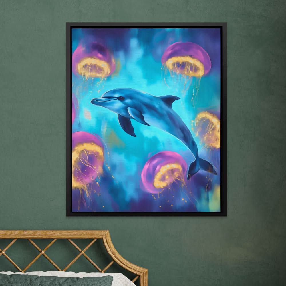 Jellyfish Ballet - Wall Art in Black Frame
