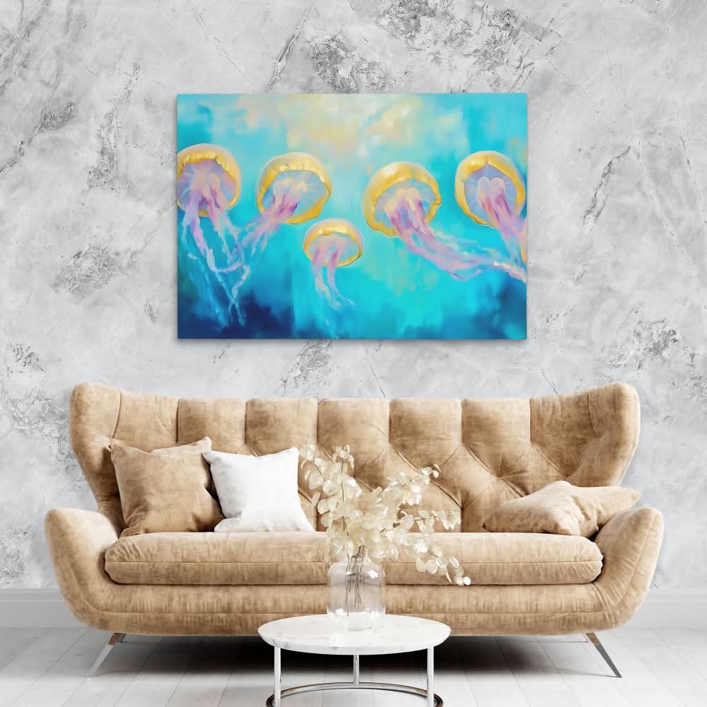Jellyfish Pod - Gold Wall Art for Kids Room