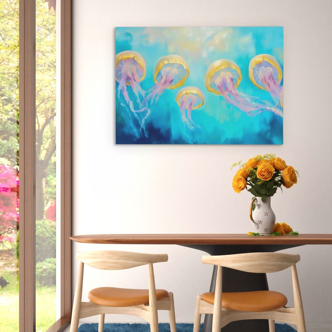 Jellyfish Pod - Gold Canvas Wall Art
