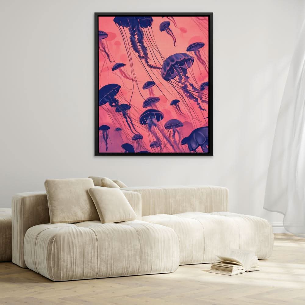Jellyfish School - Colorful Wall Art for Living Room