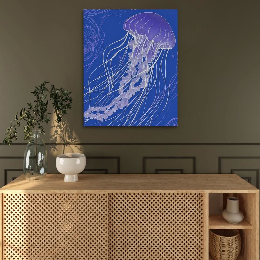 Jellyfish Tentacles - Fish Wall Art in Black Frame