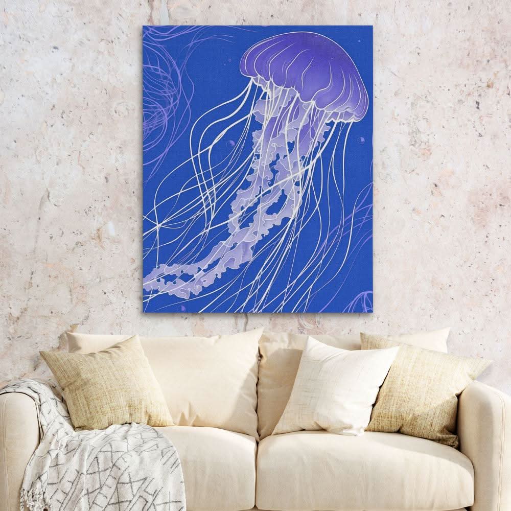 Jellyfish Tentacles - Minimalist Wall Art in Black Frame