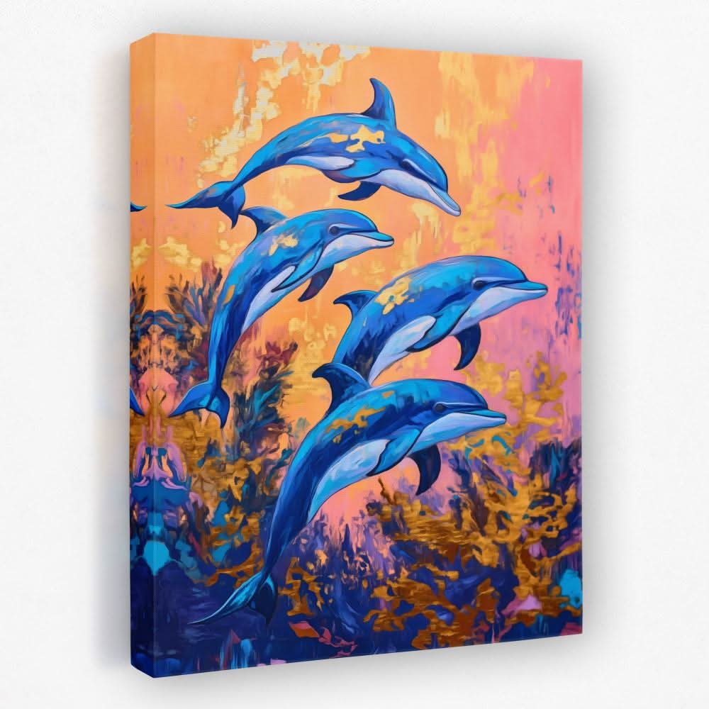 Joyful Blue Dive - Beach Canvas Wall Art