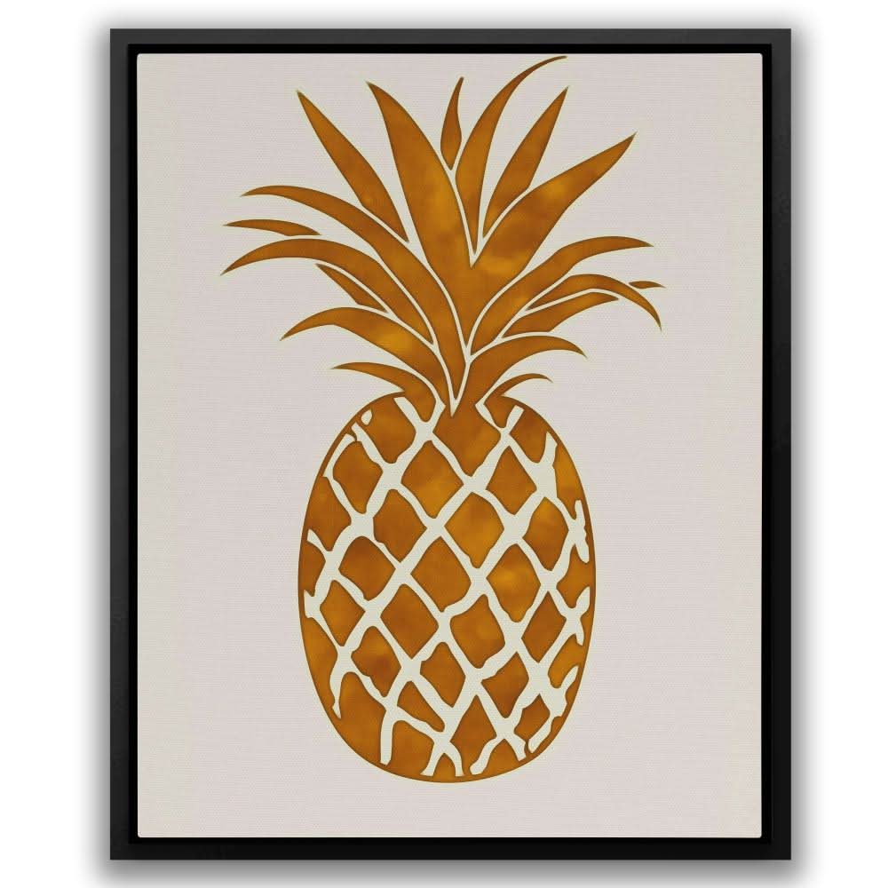 Juicy Pineapple - Simple Beige Canvas Wall Art