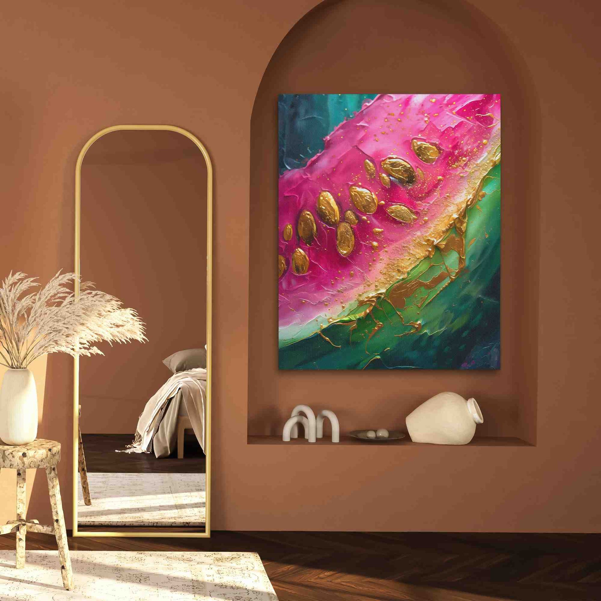 Juicy Watermelon - Summer Wall Art in Black Frame