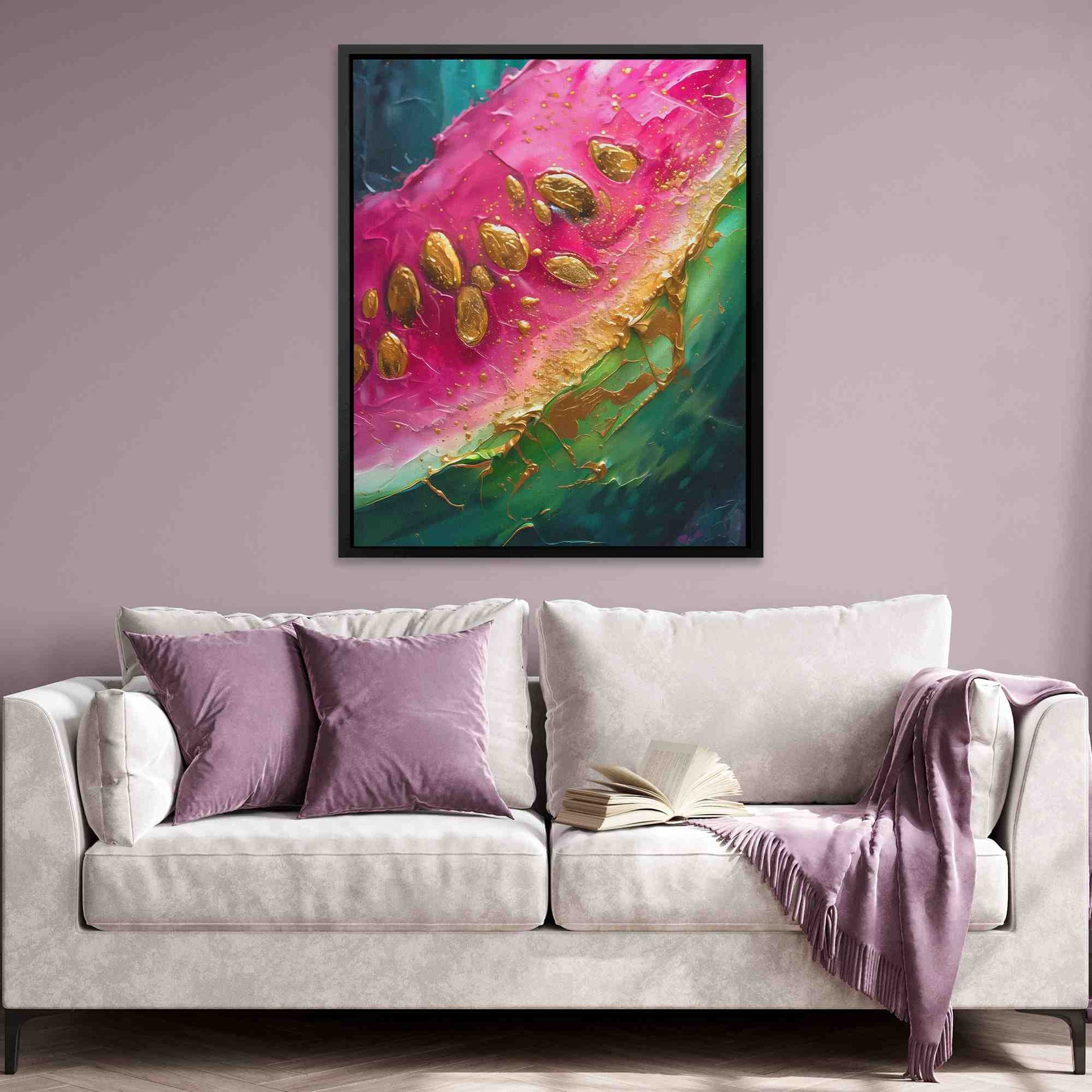 Juicy Watermelon - Gold Summer Canvas Print