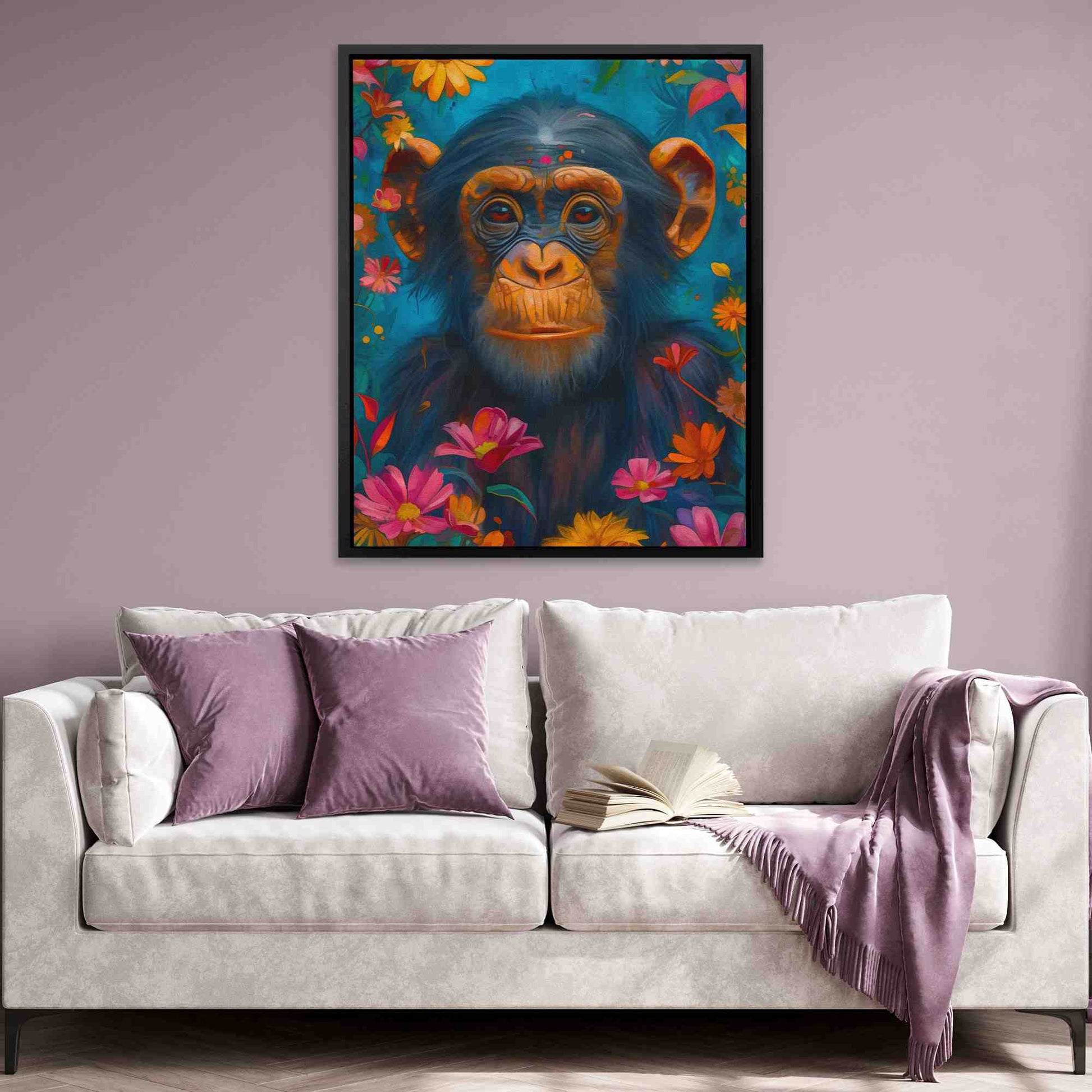 Jungle Chimp - Wall Art in Black Frame