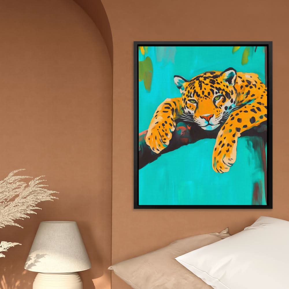 Jungle Dreamer - Big Cat Wall Art in Black Frame