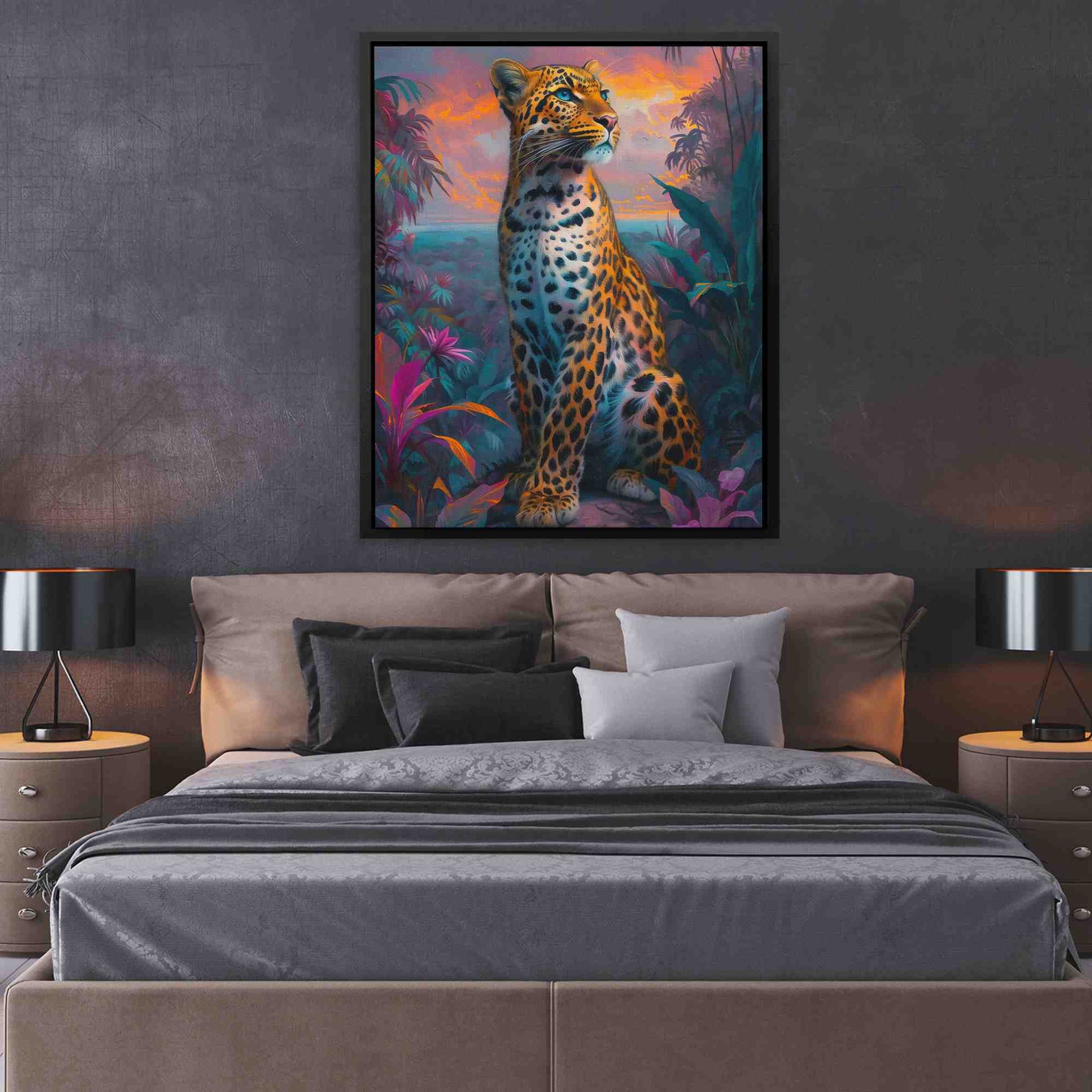 Jungle Jaguar - Big Cat Wall Art in Black Frame