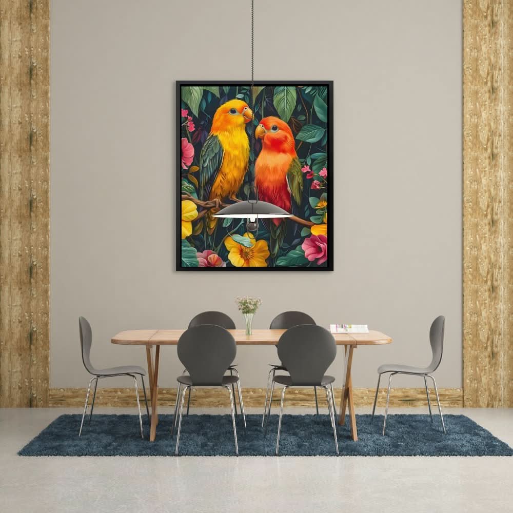 Jungle Lovebirds - Large Canvas Print