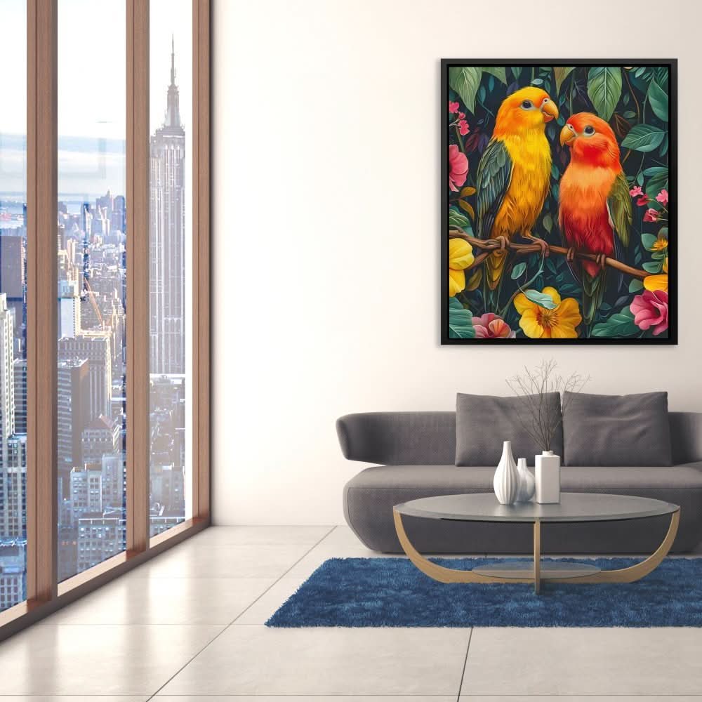 Jungle Lovebirds - Colorful Bird Canvas Print