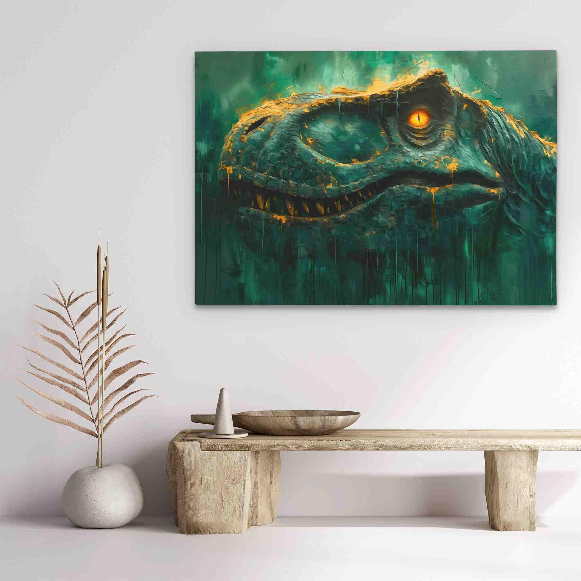 Jurassic Royalty - Gold Emerald Canvas Print