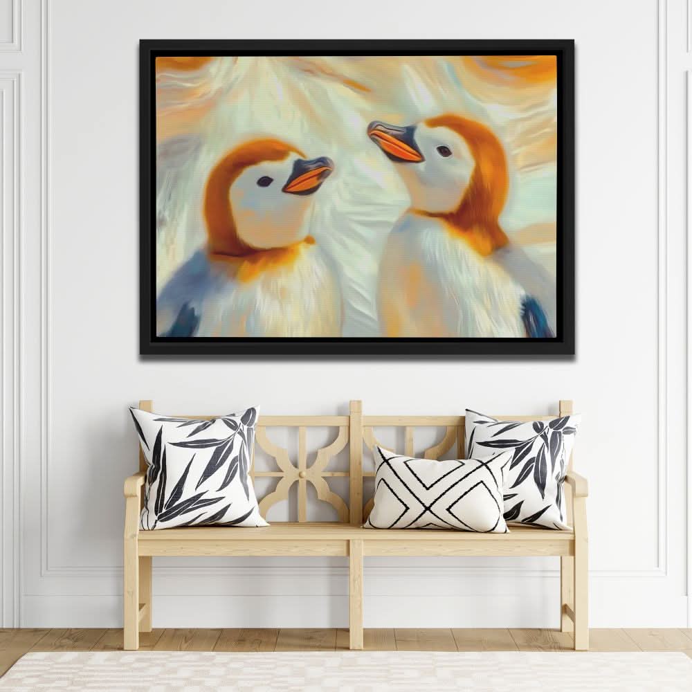Juvenile Penguins - Colorful Baby Animal Canvas Print