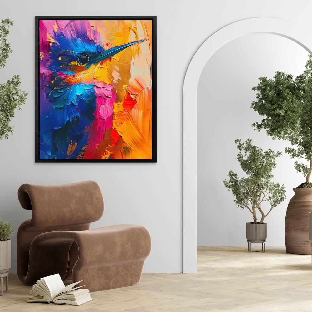 Kaleidoscope of Colors - Bird Wall Art in Black Frame
